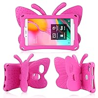 TCL Tab 8 LE Cute Butterfly Case with Stand for Kids Girl Light Weight EVA Rugged Shockproof Full Cover Kids Friendly Kids case for TCL Tab 8 LE 9137W TCL Tab 8 WiFi 9132X 2023 (Rose)