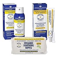 Hemorrhoid & Fissure Ointment, Spray, and Soothing Wipes - The Premium Hemorrhoid Treatment Bundle