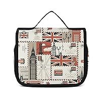 UK and London Theme Makeup Bag Travel Toiletry Bag Waterproof Cosmetic Bag with Portable Hook Handbag
