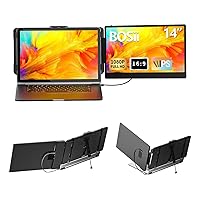 Laptop Screen Extender Monitor - 14 Inch Portable IPS FHD 1080P HDMI/USB-A/Type-C Extended Monitor for Laptops (Maximum Length: 15.74