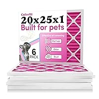20x25x1 Air Filter by Colorfil | Color Changing Filters Designed for Cat and Dog Odor | MERV 8 Filter | Air FIlter 20x25x1 | Air Conditioner Filter | HVAC Filter for Pet Hair | 20x25 Air Filter 6 pack