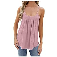 Womens Tops Sleeveless Tank Tops Scoop Neck Camisole Shirts Slim Fit Casual Eyelet Embroidery Fashion Summer Clothes