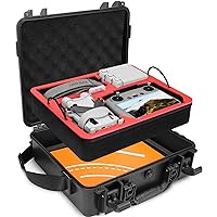 FPVtosky Dual Layer Hard Case for DJI Mini 4 Pro/Fly More Combo, Waterproof DJI Mini 4 Pro Carry Case Bag, Fits DJI RC 2/ RC-N2, Landing Pad Drone Accessories