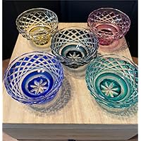 Satsuma Kiriko Satsuma Vidro Craft Colored Glass Cup Set of 5 Colors Sake Cup
