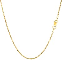 Jewelry Affairs 14k Yellow Gold Round Diamond Cut Wheat Chain Necklace, 1.15mm