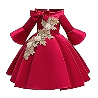Children's New Year's Dress,Girls' Color Matching Evening Dresses,Girls' Bowknot Pettiskirt Princess Dresses.