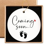 Expecting Baby Ornament Ceramic Ornament Keepsake Sign Round Plaque Pregnancy Announcement for Husband Coming Soon Baby Announcements Ideas Best Gifts for Expecting Mom Dad