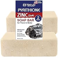 Pyrithione Zinc Soap Bar for Face & Body, 4oz | Cleanser for Acne, Rosacea, Eczema, Dermatitis, Psoriasis, Itching | Cleansing, Calming Facial Wash | Zinc Soap Bar Made in USA (Pack of 2)