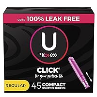 Click Compact Tampons, Regular Absorbency, Unscented, 45 Count