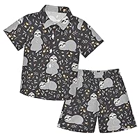Space Stars Planets Rockets Boys Short Sleeve T-Shirt and Short Set Lightweight Toddler Boy Outfits
