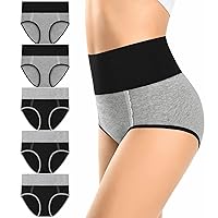 MISSWHO Cotton High Waisted Womens Underwear Soft Stretch Breathable Full Coverage Ladies Panties Multipack