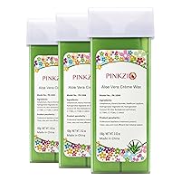 Depilatory Wax Cartridge Roll On for Wax Warmer - PINKZIO Aloe Roll On Wax Refills, Wax Roller for Legs and Arms, 3 Packs(Not Including Wax Warmer and Strip)