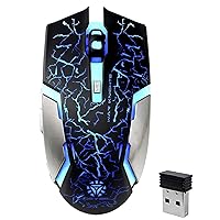 VEGCOO Wireless Gaming Mouse, Silent Click Wireless Mouse, Rechargeable Computer Mice with Colorful RGB LED Lights and 2400/1600/1000 Adjustable DPI for Laptop and Desktop (C8 Black)