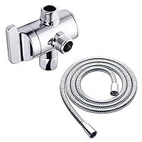 BRIGHT SHOWERS Shower Arm Diverter Valve and Matching 79 Inches Cord Extra Long Stainless Steel Hand Shower Hose