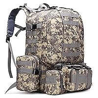 50L Tactical Backpack,Molle Backpack,4 in 1 Military Bag,Outdoor Sport Hiking Climbing Army Backpack Camping Bags, Acu