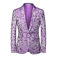 Mens Personality Printing Button Suit Night Club Stage Wedding Dresses Social Coats Casual Blazer Jacket