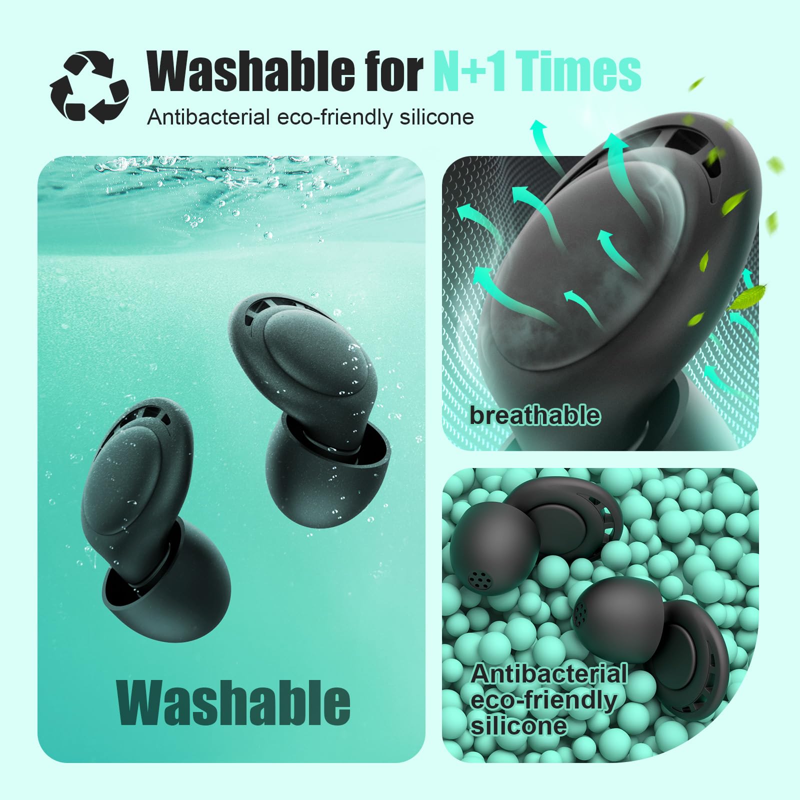 Ear Plugs for Sleeping Noise Reduction, Beinkap Reusable Earplugs Hearing Protection for Focus, Study, Work – 6 Pair Eartips in S/M/L – Flexible Silicone Soft – 35dB Noise Cancelling with Storage Case