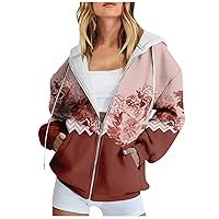 Zip Up Hoodies for Women Trendy Oversized Casual Long Sleeve Drawstring Drawstring Jacket Coat Y2k Hooded Sweatshirts