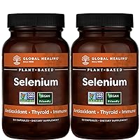 Global Healing Center Selenium 200mcg 2-Pack, Pure Selenium Supplement with Organic Ingredients, Antioxidants for Thyroid & Immune Health for Men & Women - More Than Selenium 100 mcg (60 Capsules)