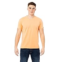 Men's Soft Cotton Solid Slim Fit Stretch Short Sleeve V-Neck T-Shirt, Fashion Casual Tee for Men
