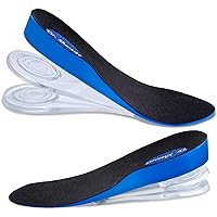 3-Layer Adjustable Height Increase Insoles, 3/4 Length Shock Absorption Cushion Heel Lift Inserts (Large, Blue)