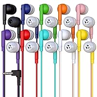 10 Pack Multi Color Kid's Wired Earbud Headphones, Individually Bagged, Disposable Earbuds Ideal for Students in Classroom Libraries Schools, Bulk Wholesale