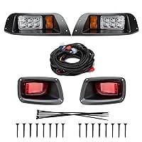 LED Headlight Tail Light Kit Compatible with 1996-2013 EZGO TXT Golf Cart Street Legal LED Headlight Taillight Kit Gas and Electric with Installation Instruction