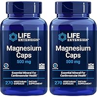Magnesium Caps 500mg, 270 Capsules (Pack of 2) - Vegan, Non-GMO, Mag Complex Supplement w/Oxide, Citrate, Succinate