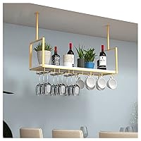 Wine Rack,Iron Bar Hanger Golden Ceiling Rack, Living Room Hanging Flower Rack Kitchen Rack