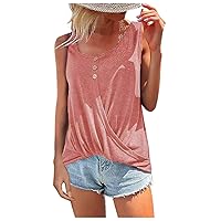 Sexy Tank Tops for Women，Womens Top Twist Front Wrap Tanks Scoop Neck Loose Fit Casual Summer Flowy Blouses Shirts