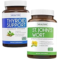 Bundle of St. John's Wort & Thyroid Support - Mood Boost & Balance Bundle - St. John's Wort (Non-GMO) with powerful 900mcg Hypericin Extract & Thyroid Support with Iodine for Energy Improvement