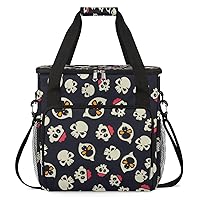 Day of the Dead Sugar Skull 23 Coffee Maker Carrying Bag Compatible with Single Serve Coffee Brewer Travel Bag Waterproof Portable Storage Toto Bag with Pockets for Travel, Camp, Trip