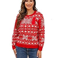 Ugly Christmas Sweaters For Women Funny Knit Sweater Adult Crew Neck Long Sleeve Pullover Holiday Party Xmas Warm Tops