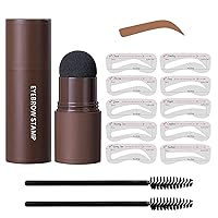 Eye-Brow Stamp Stencil Kit, Waterproof Brow Stamp Shaping Kit Eyebrow Definer, Eyebrow Filling Powder Stamp, Women Makeup Tools with 10 Reusable Eyebrow Stencils, 2 Eyebrow Brushes (Light Brown)