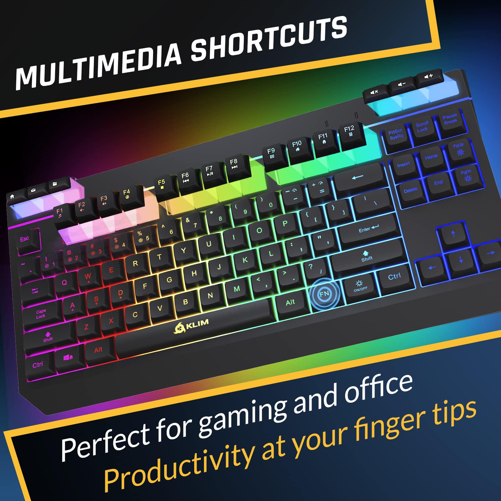 KLIM Duo - New 2023 Wireless Gaming Keyboard and Mouse Combo - Compact Durable Ergonomic - Silent Backlit TKL Keyboard - RGB Gaming Mouse Wireless - Long-Lasting Built-in Battery
