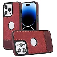 ONNAT-Wood Grain PU Case for iPhone 15 Pro Max/15 Pro/15 Plus/15 Shockproof TPU Inner Protective Case Hollow Design (Red,15 Pro Max)