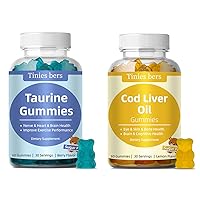 Taurine Gummies 1000mg, Cod Liver Oil Gummies 1000mg, Sugar Free for Adults and Kids, Amino acids, Omega-3s & Vitamin A&D for Cognitive, Heart & Eye Health, Boost Immune
