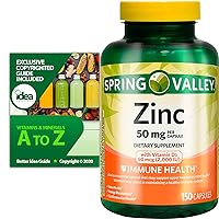 Spring Valley Zinc 50 mg with Vitamin D3 50 mcg 150 Capsules + “Vitamins & Minerals - A to Z