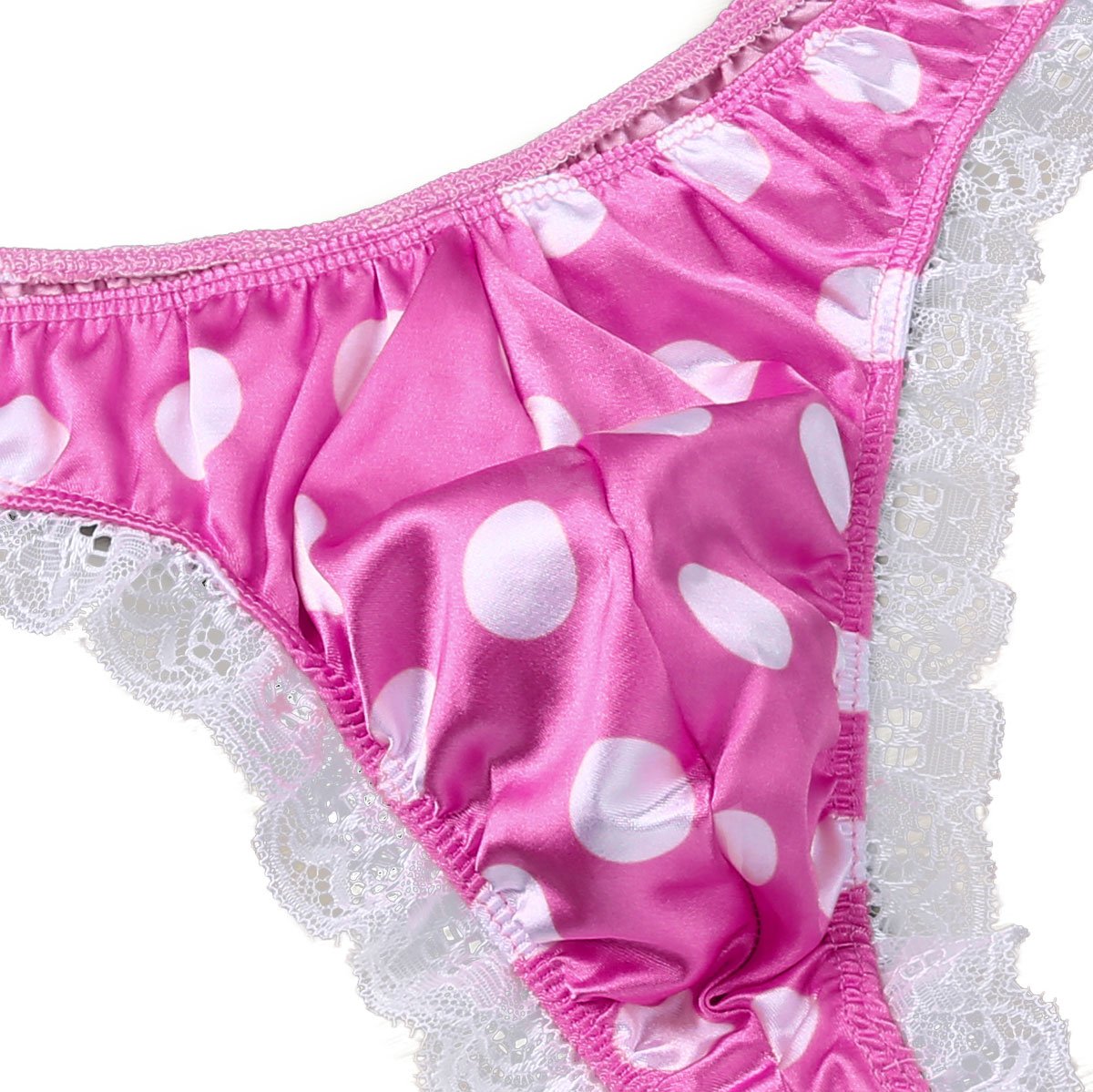 ACSUSS Mens Shiny Satin Pouch Panties Lingerie Polka Dots Crossdress Sissy Underwear