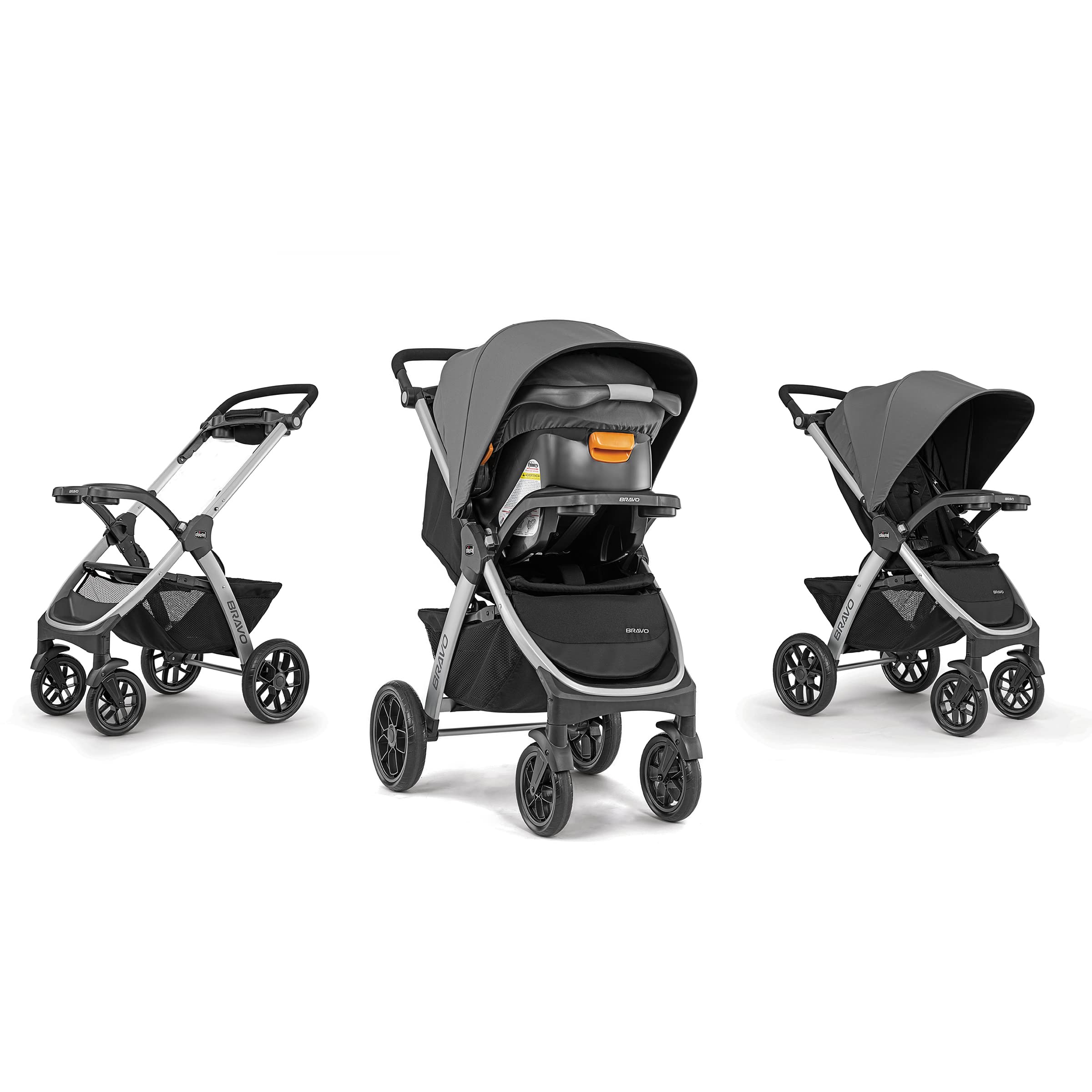 Chicco Bravo 3-in-1 Trio Travel System, Bravo Quick-Fold Stroller with KeyFit 30 Infant Car Seat and base, Car Seat and Stroller Combo | Calla/Grey