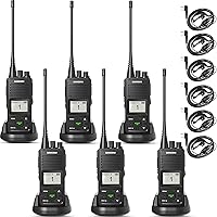 SAMCOM Two Way Radios Long Range Walkie Talkies for Adults with Headphones,20 Channel Programmable Handheld 2 Way Radio Rechargeable with 3000mAh Battery and Charger（6 Pack） Black
