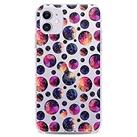 TPU Case Compatible with Apple iPhone 12 Pro Max 2020 New Back Cover 6.7 inches Galaxy Circles Print Cute Clear Flexible Silicone Art Bright Planets Space Slim fit Soft Elegant Lux Design Woman
