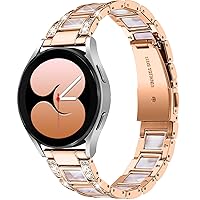 NINKI Bling Band Compatible with Samsung Galaxy Watch 4 40 mm 44 mm / Classic 42 mm 46 mm / Active 2 Watch Strap Metal Replacement Strap Resin 20 mm Stainless Steel Strap for Galaxy Watch 3 41 mm / Watch 42 mm