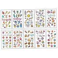 Ice Cream Birthday Party Temporary Tattoos for Kids Dessert Fake Tattoo Stickers Kids Birthday Party Favors Decor Supplies 10Pcs