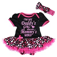 Petitebella I'm My Daddy's Girl and My Mommy's World Baby Dress Nb-18m