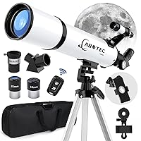 Telescope, 80mm Aperture Telescopes for Adults Astronomy & Kids & Beginners, Portable 500mm Refracting Telescope with an Adjustable Tripod, a Bag, a Phone Adapter & a Wireless Remote
