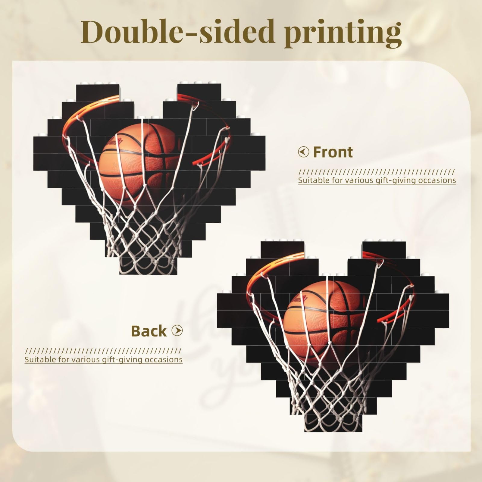 Building Block Puzzle Heart Shaped Building Bricks Basketball Puzzles Block Puzzle for Adults 3D Micro Building Blocks for Home Decor Bricks Set