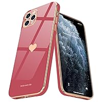 Teageo for iPhone 11 Pro Max Case for Girl Women Cute Love-Heart Luxury Bling Soft Back Cover Raised Full Camera Protection Bumper Silicone Shockproof Phone Case for iPhone 11 Pro Max, Bright Blush