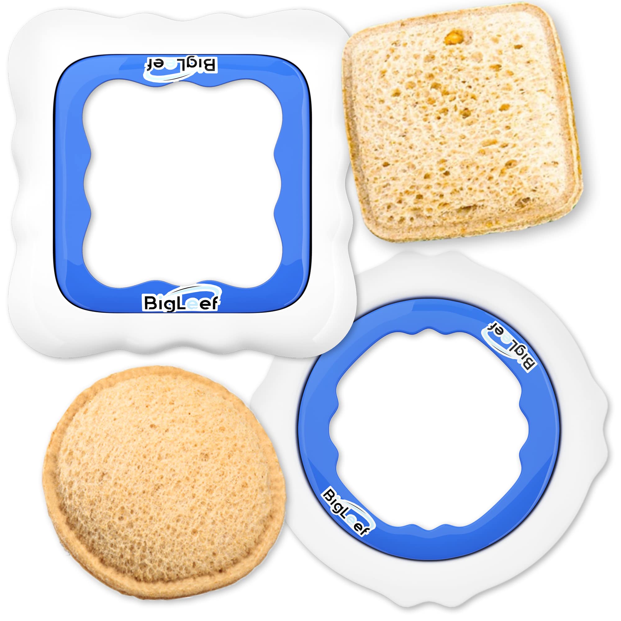 2 PK Sandwich Cutter, Sealer and Decruster for Kids - Make Round and Square DIY Pocket Sandwiches - Non Toxic, BPA Free, Food Grade Mold - Durable, Portable, Easy to Use and Dishwasher Safe by BigLeef
