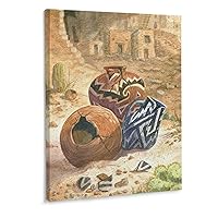 Kitchen Poster Ancient Indian Pottery Kitchen Dining Room Decoration Wall Art Wall Art Paintings Canvas Wall Decor Home Decor Living Room Decor Aesthetic 16x20inch(40x51cm) Frame-Style